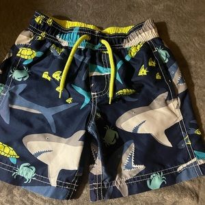 Deep sea critters size 3T lined swim trunks.